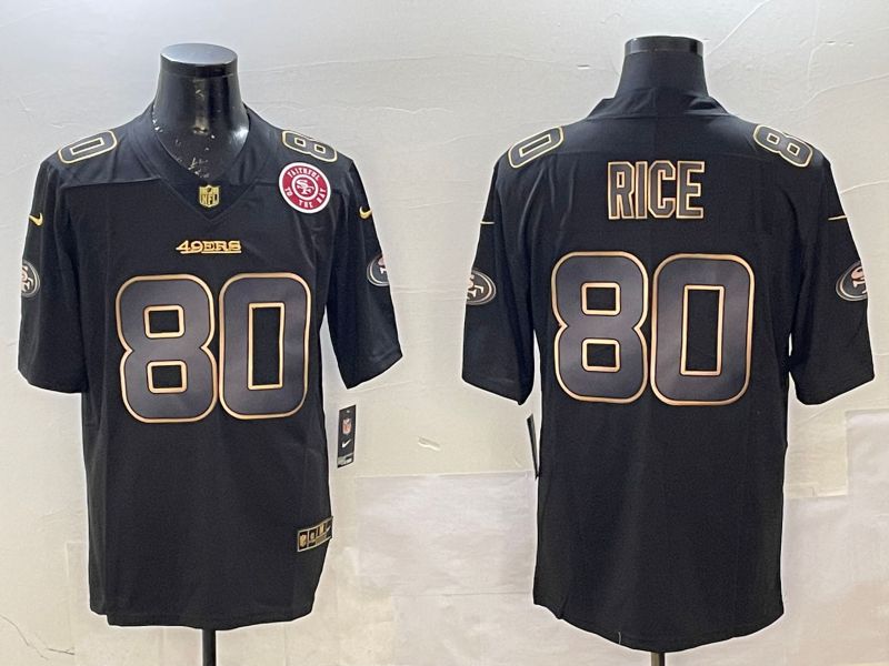 Men San Francisco 49ers #80 Rice Black Gold 2025 Nike Limited NFL Jersey style 4